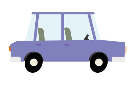 Vector modern cartoon car. Purple auto funny and cuteのイラスト素材