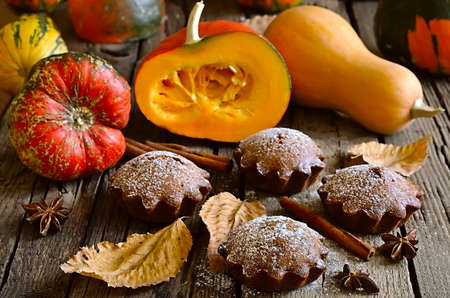 Pumpkin muffins with cinnamon. Seasonal foodの写真素材