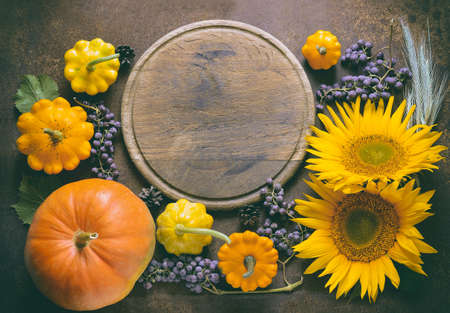 Autumn or Thanksgiving concept background, styliized photoの写真素材