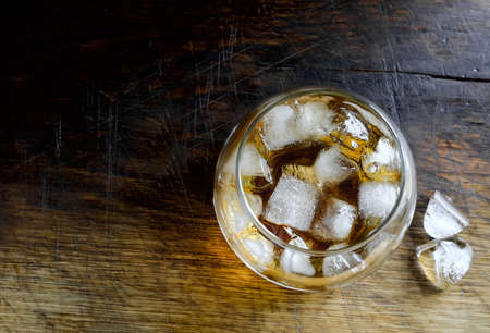 Strong alcohol drink with ice , overhead viewの写真素材