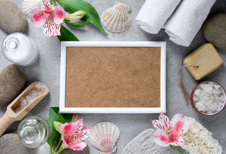 Sea spa treatment concept with a space for your text in the frame, Mother's day spa couponの写真素材