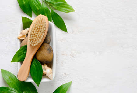 Spa simple background with a space for a text, high angle viewの写真素材