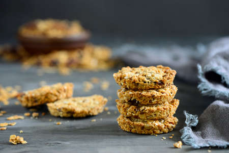 Granola pieces put in a stack, homemade simple healthy snack