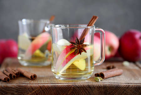 Apple hot cider with maple and spices の写真素材