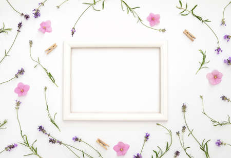 Template for Mother's Day or romantic occasion, flat lay composition with a space for a text