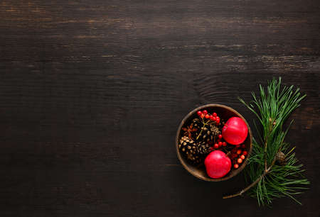 November or December moody background with a space for a text, view from above, flatlayの写真素材