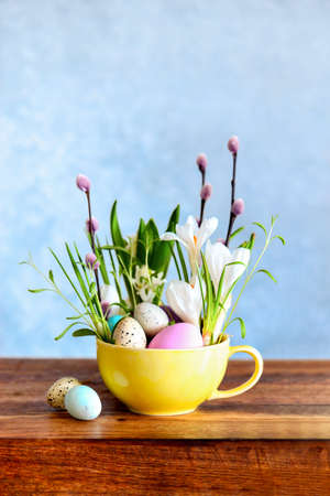 Easter floral decorative composition, front view