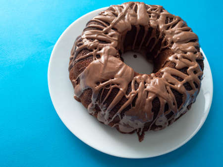 chocolate muffin cake on a plateの写真素材