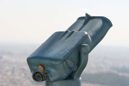 binoculars on lycabetus hill athens greece closeupの写真素材