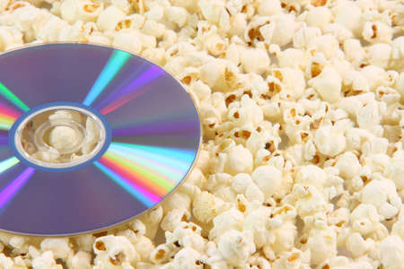 dvd disc movie on pop corn background food  entertainment dvd store conceps