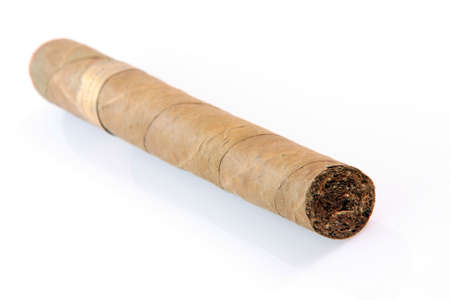 large cuban cigar isolated on white background luxury and abuse conceptsの写真素材