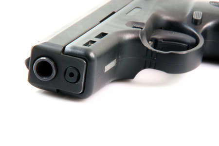 detail from handgun isolated on white backgroundの写真素材