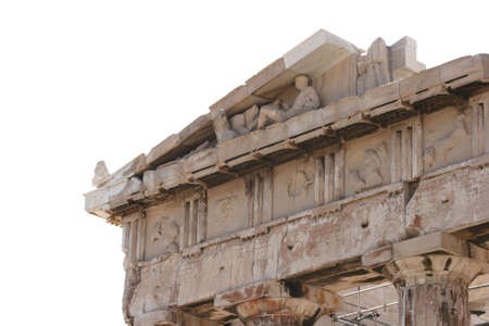detail from sculptures in parthenon at acropolis of athens greece isolated