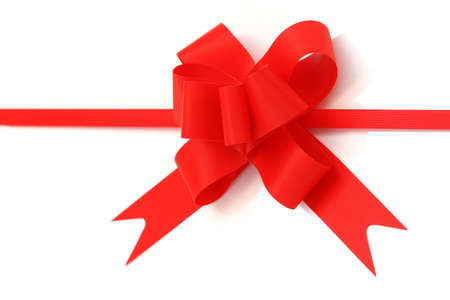 red gift bow and ribbon isolated on white background