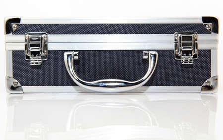 locked black metallic isolated with reflectionの写真素材