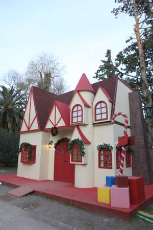 the house of santa claus artificial structure in athens national park の写真素材