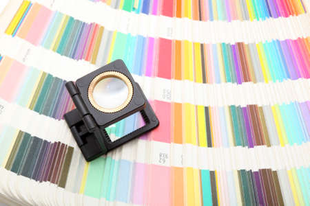 lithography and printing magnifaying glass color samples scaleの写真素材