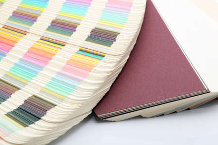 detail from pantone color scale and paper samples lithography printing industryの写真素材