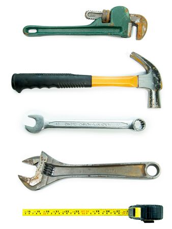 Set construction tools isolate on white backgroundの写真素材