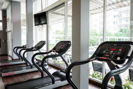 Fitness treadmill at the gymの写真素材