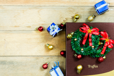 Christmas gift on the tableの写真素材