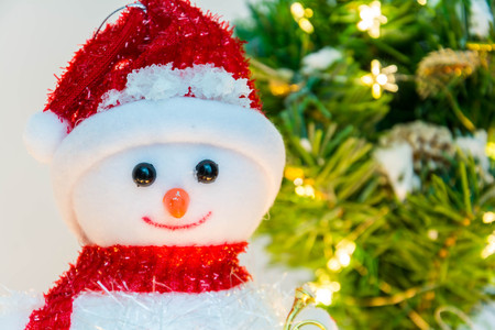 Merry Christmas snowing and happy new year event on woodの写真素材