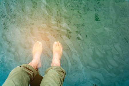 Foot soak to relax on vacationの写真素材