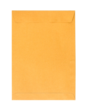 Brown envelope size A4 isolated on white backgroundの写真素材