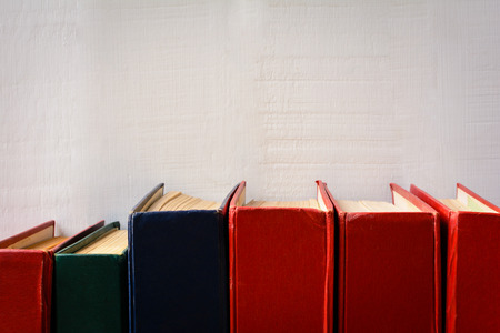 Old books on bookshelf and backgrounds with texture vintage styleの写真素材