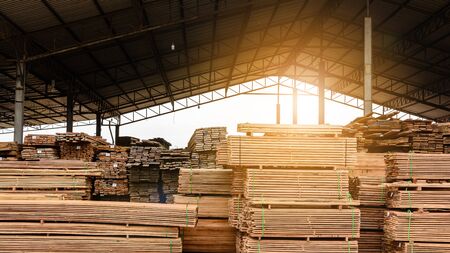 Wood factory stock and lumber board with nature business exportの写真素材