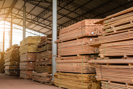 Wood factory stock and lumber board with nature business exportの写真素材
