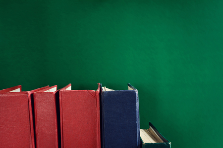 old books on bookshelves at the library with study and education .selective focusの写真素材