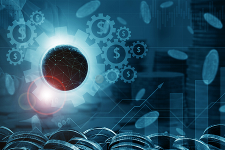 Finance and Investment concept.Money management and Financial chart.Double exposure investmentの写真素材
