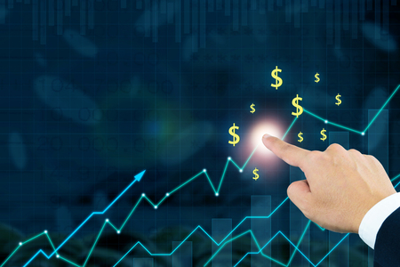 Finance and Investment concept.Money management and Financial chart.Double exposure investmentの写真素材
