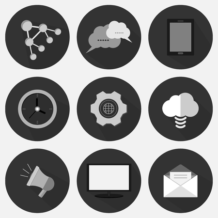 set flat icon business gray with vector symbol designのイラスト素材