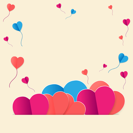 love valentine day background and red heart with vector designのイラスト素材