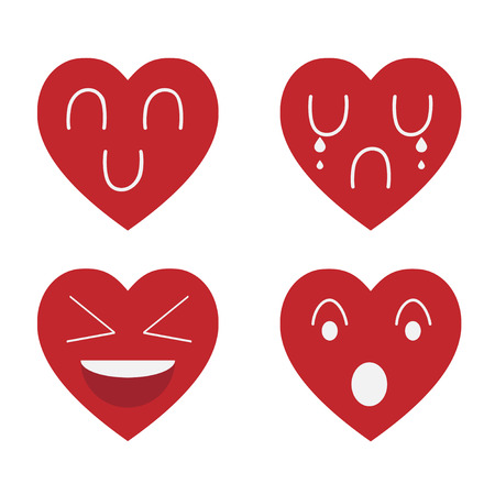 Emotion red heart isolate and white backgroundのイラスト素材