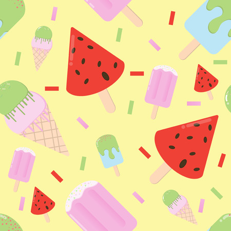 cartoon seamless pattern food summer background with vector designのイラスト素材