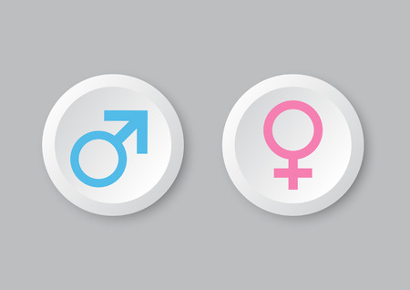 Male and female symbols in the circle button and isolate white backgroundのイラスト素材
