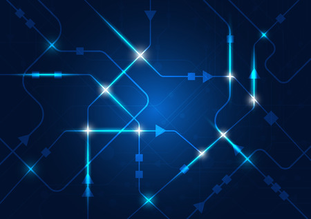 High tech technology geometric and blue background with digital data abstractのイラスト素材