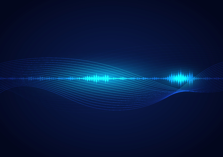 line soundwave abstract background with voice music technologyの素材 [FY310122928131]