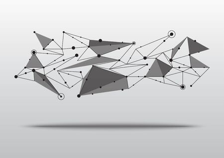 High tech technology geometric and connection system background with digital data abstractのイラスト素材