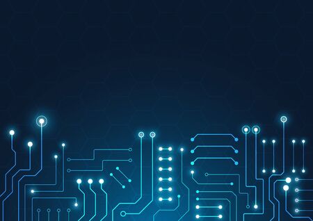 High tech technology geometric and connection system background with digital data abstractのイラスト素材
