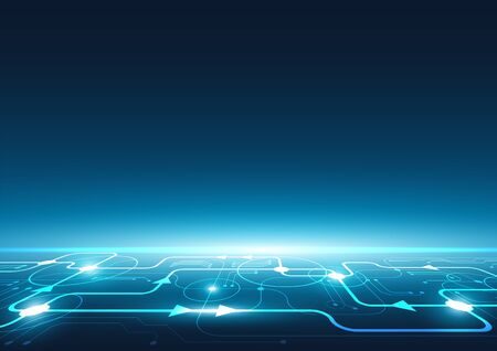 High tech technology geometric and connection system background with digital data abstractのイラスト素材