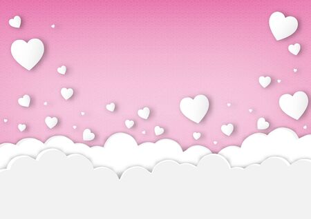 Paper valentine's day festival, love background and sweet hearts glittering, vector designのイラスト素材