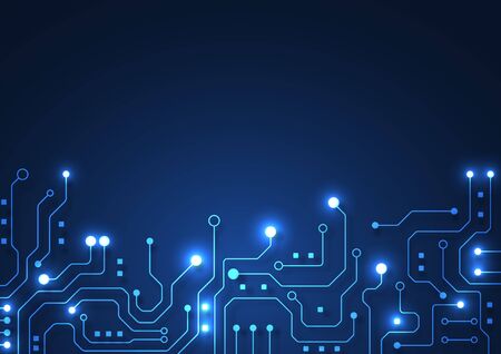 Circuit board technology background with hi-tech digital data connection system and computer electronic designのイラスト素材