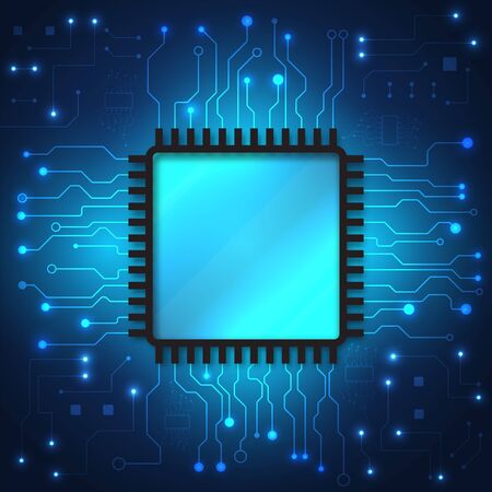 Circuit board technology background with hi-tech digital data connection system and computer electronic designのイラスト素材