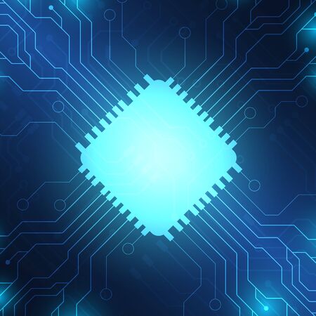 Circuit board technology background with hi-tech digital data connection system and computer...