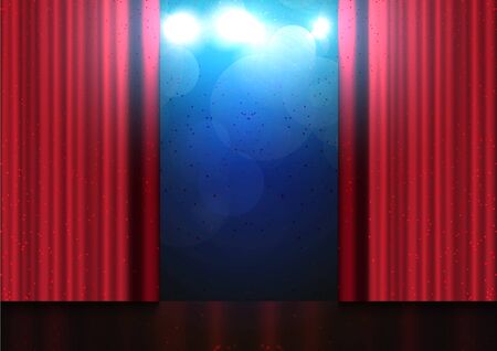 Stage show. Red curtains and bright lights shadows のイラスト素材