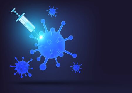Virus COVID-19 background and Dangerous cells, severe communicable diseases with medicine and vaccine protectionのイラスト素材